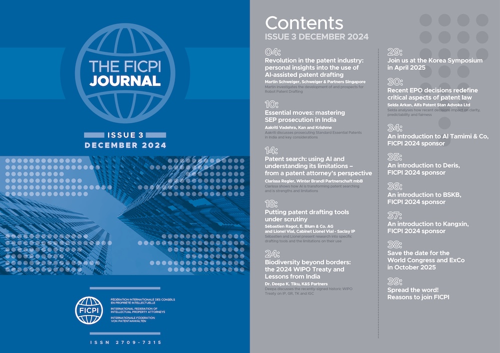 FICPI Journal Issue 3 cover and contents pages