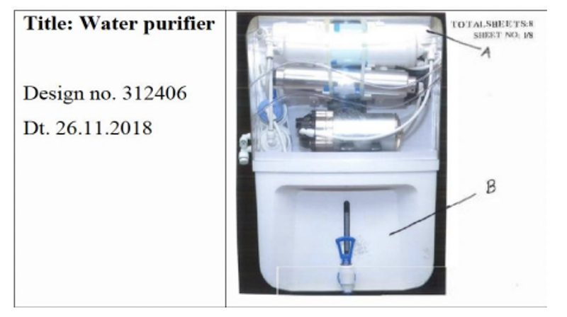 Water purifiers design infringement graphic 1