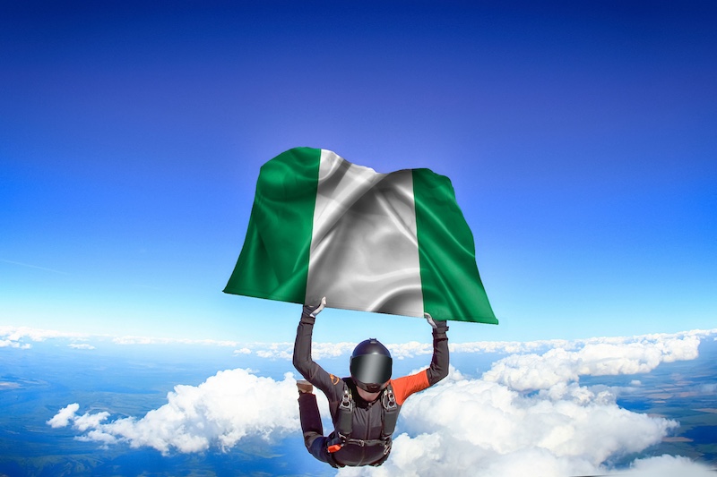 Skydive with Nigerian flag